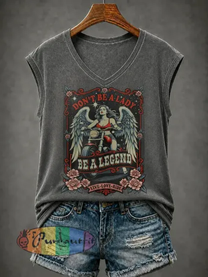 Women’s Motorcycle Rally Printed Vest Top - Dark Gray · S
