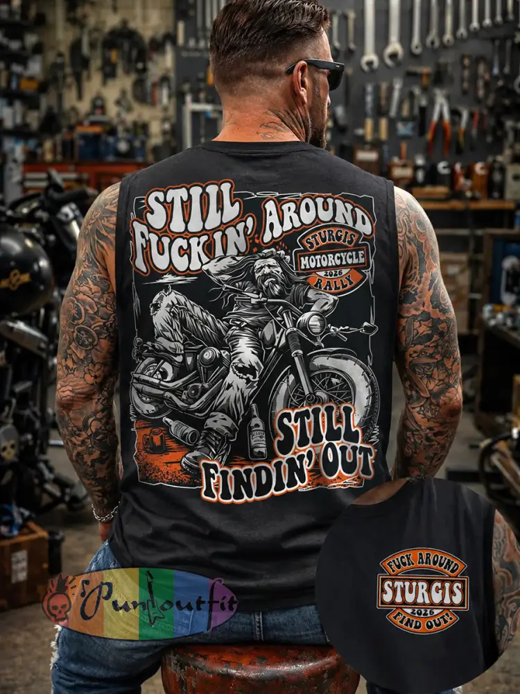 Men’s Motorcycle Rally Printed Vest Top - As picture · S
