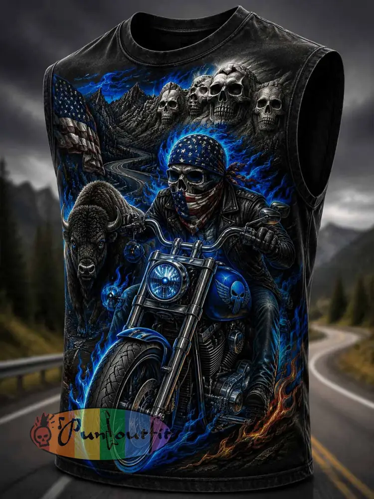 Men’s Retro Motorcycle Rally Graphic Print Tank Top - As picture · S