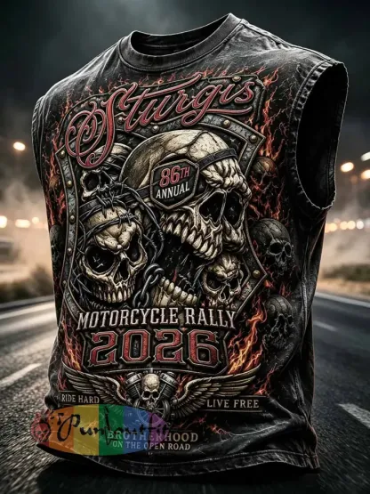 Men’s Retro Motorcycle Rally Graphic Print Tank Top - As picture · S