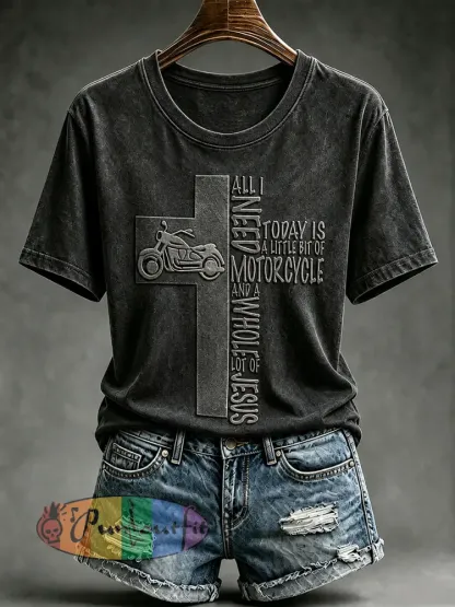Women’s Faith Biker Rider Graphic T-Shirt - As picture · S