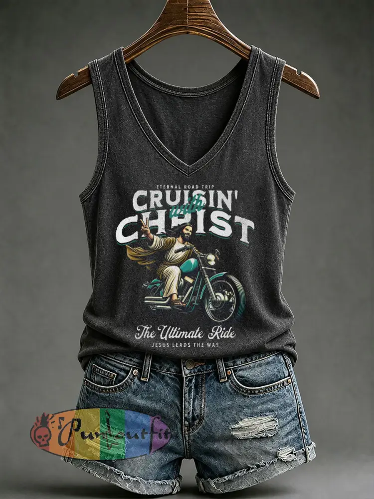 Women’s Motorcycle Print Vest Top - As picture · S