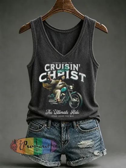 Women’s Motorcycle Print Vest Top - As picture · S