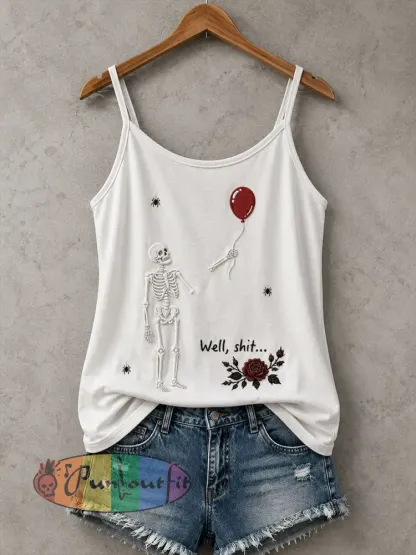 Women’s Gothic Skull Tank Top - White · S