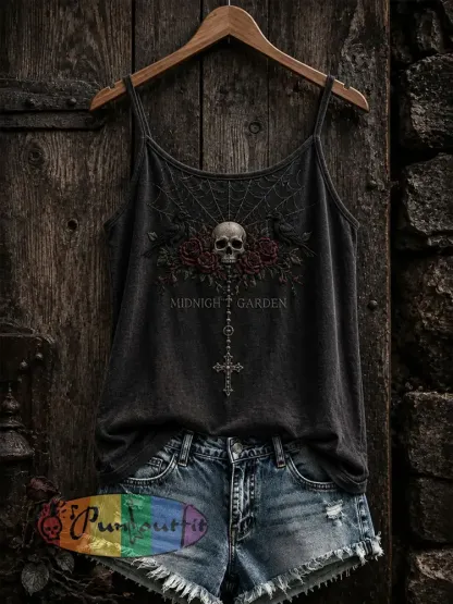Women’s Gothic Skull Tank Top - Black · S