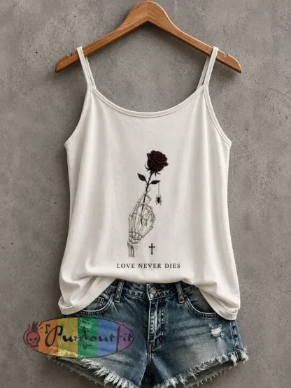 Women’s Gothic Rose Tank Top - White · S