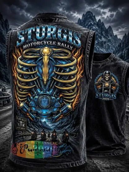 Men’s Retro Motorcycle Rally Graphic Print Tank Top - As picture · S