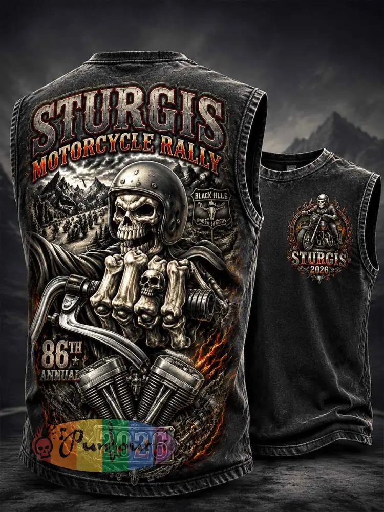 Men’s Retro Motorcycle Rally Graphic Print Tank Top - As picture · S