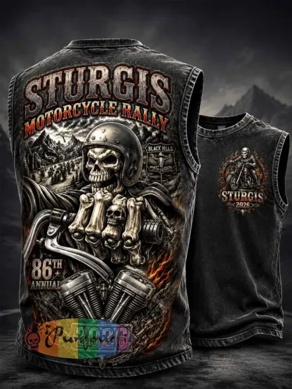 Men’s Retro Motorcycle Rally Graphic Print Tank Top - As picture · S