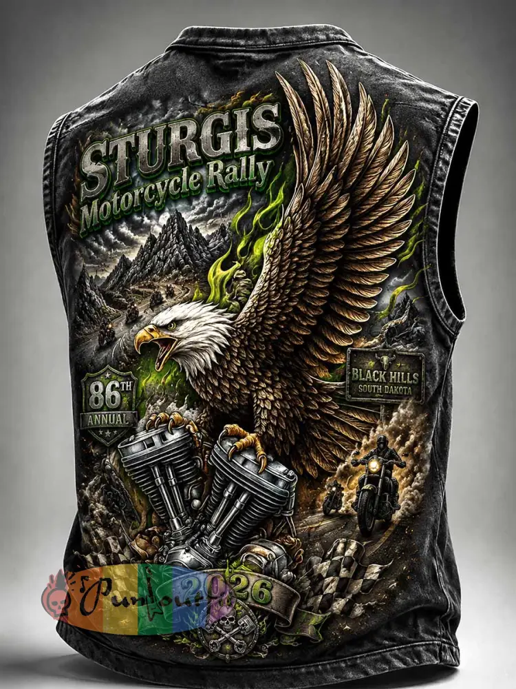 Men’s Retro Motorcycle Rally Graphic Print Tank Top - As picture · S