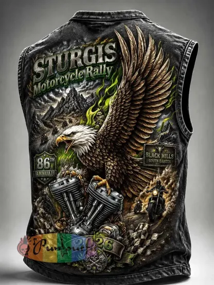 Men’s Retro Motorcycle Rally Graphic Print Tank Top - As picture · S