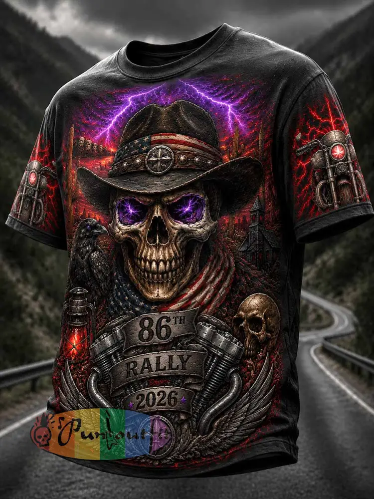 Men’s Retro Motorcycle Rally Graphic Print T-Shirt - As picture · S
