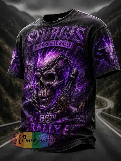 Men’s Retro Motorcycle Rally Graphic Print T-Shirt - As picture · S
