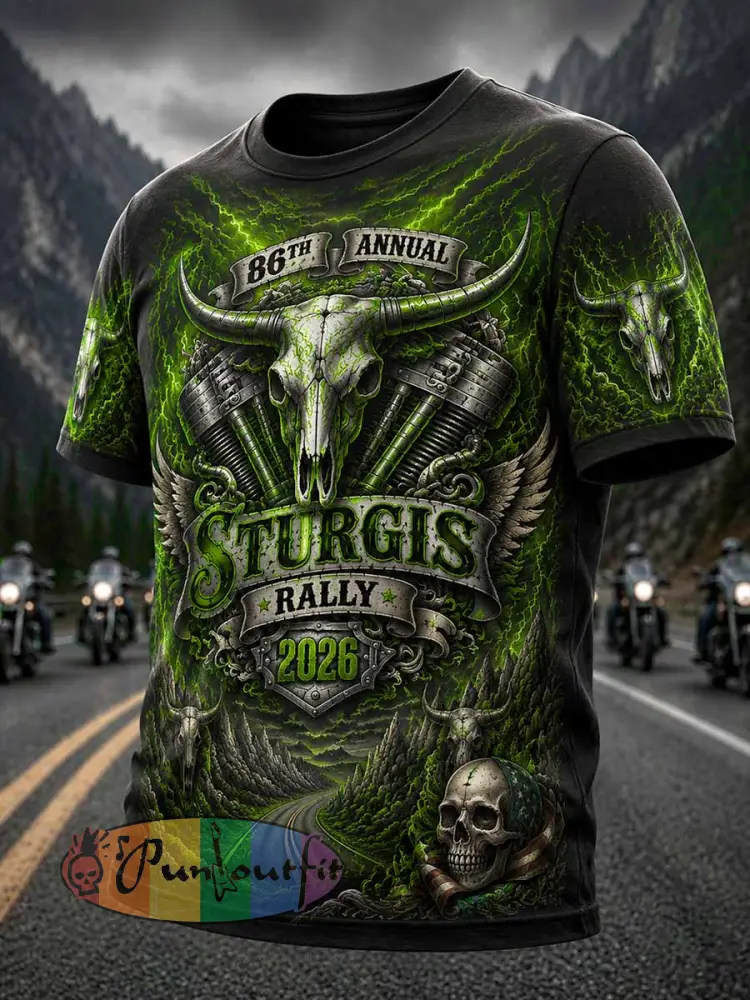 Men’s Retro Motorcycle Rally Graphic Print T-Shirt - As picture · S