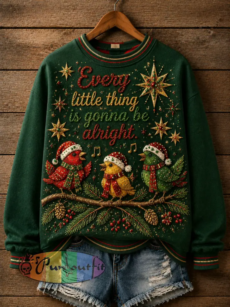 “Everything’s Gonna Be Alright” Christmas Star Sweatshirt - As picture · S