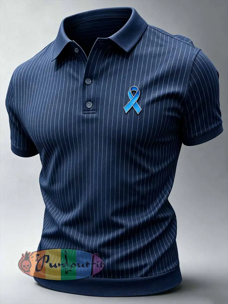 Men‘s Retro Prostate Cancer Awareness Print Casual Polo Shirt - As picture · S