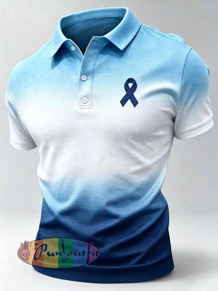 Men‘s Retro Prostate Cancer Awareness Print Casual Polo Shirt - As picture · S