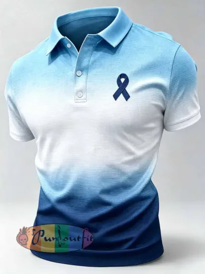 Men‘s Retro Prostate Cancer Awareness Print Casual Polo Shirt - As picture · S