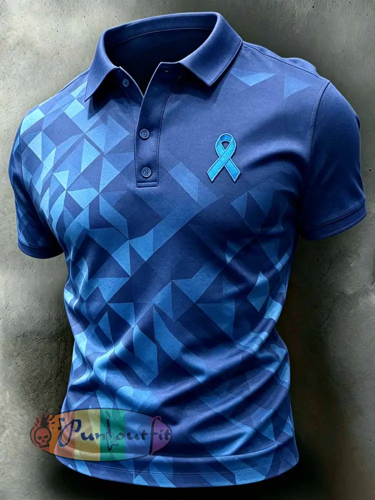 Men‘s Retro Prostate Cancer Awareness Print Casual Polo Shirt - As picture · S
