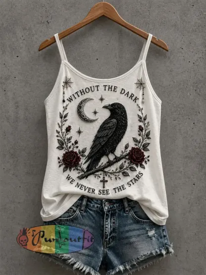 Women’s Gothic Raven Tank Top - White · S