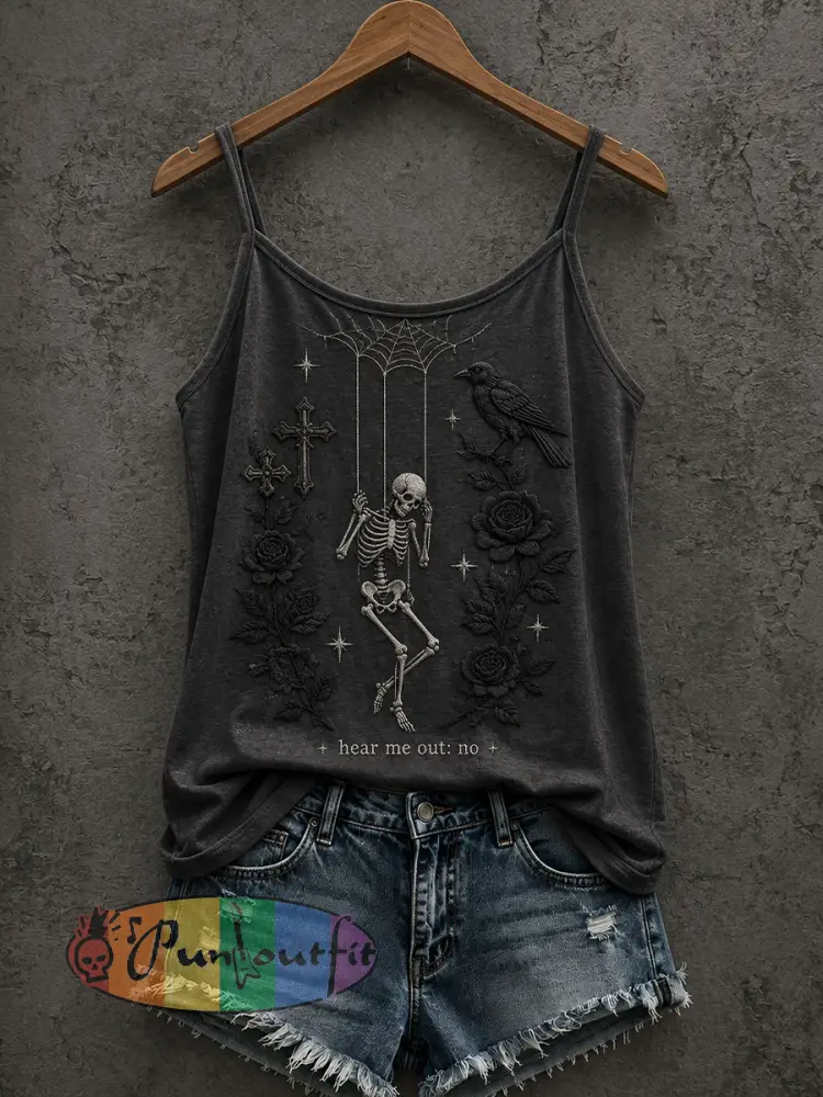 Women’s Gothic Skull Tank Top - Black · S