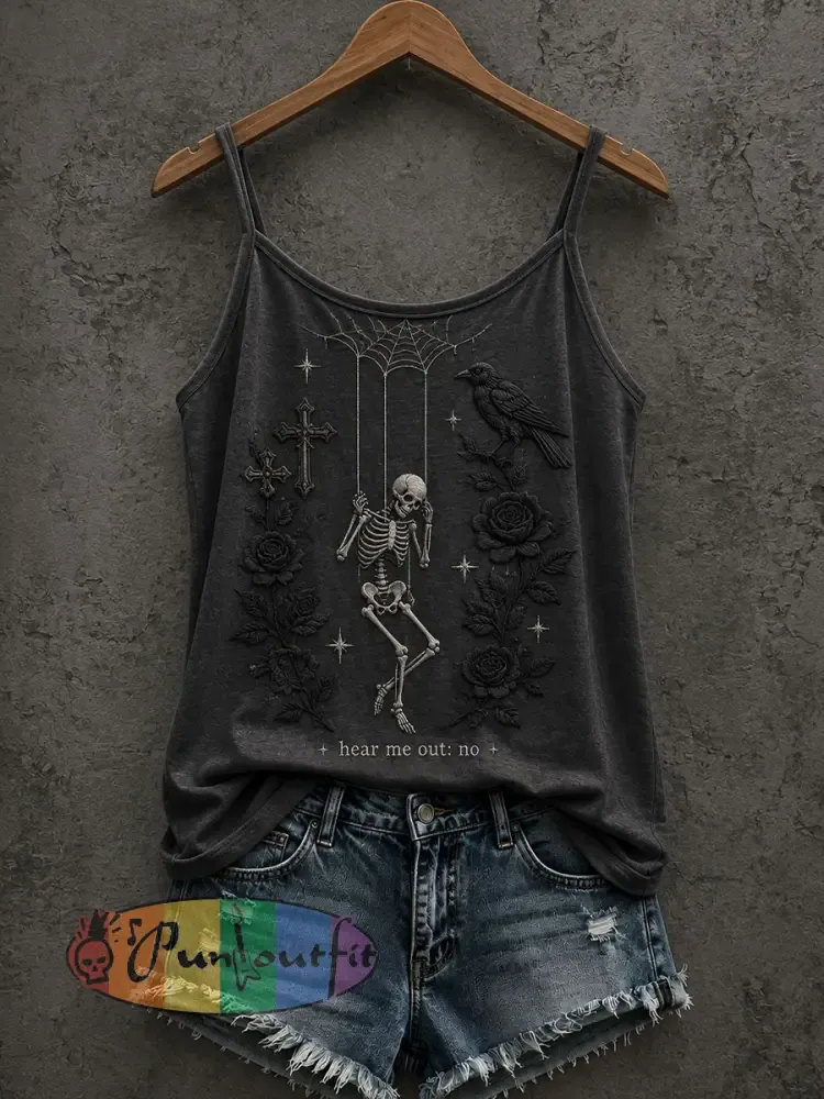 Women’s Gothic Skull Tank Top - Black · S