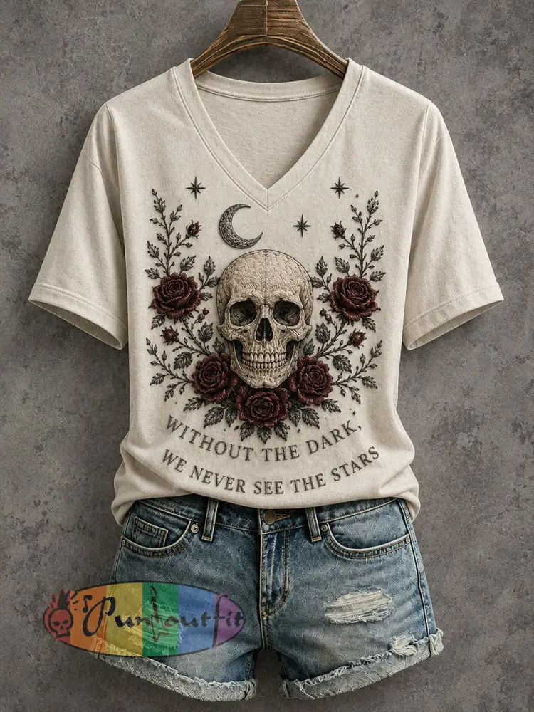 Women’s Gothic Skull T-Shirt - Milky White · S