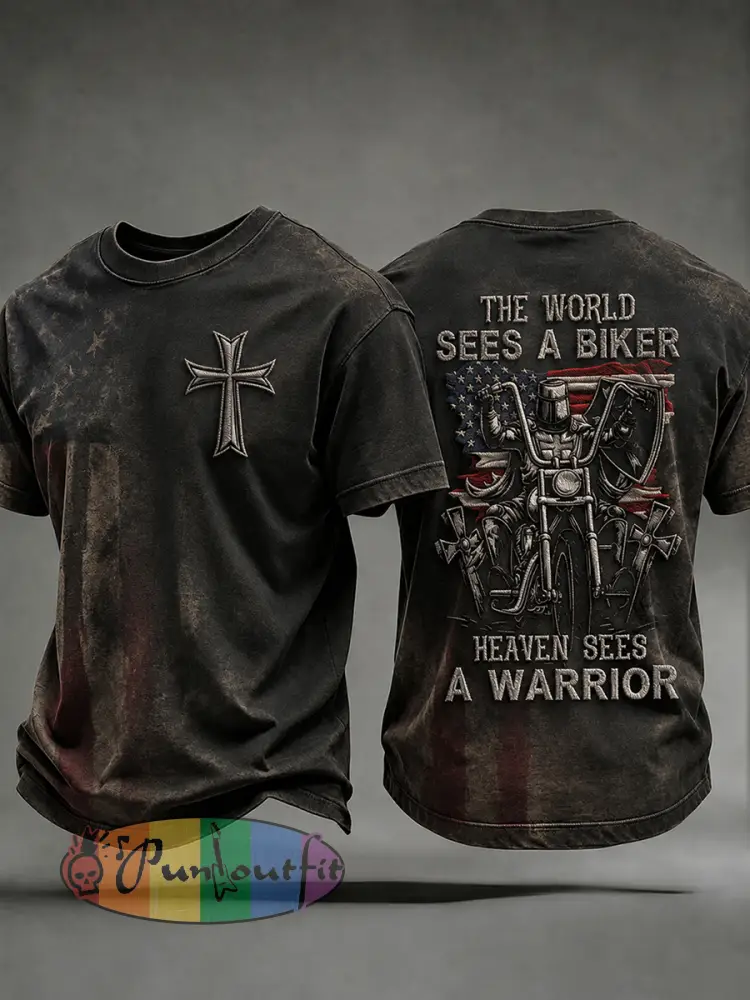 Men’s Christian Motorcycle Biker Graphic T-shirt - As picture · S