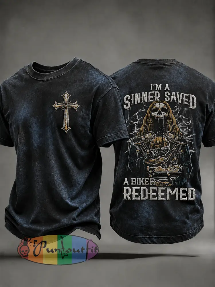 Men’s Christian Motorcycle Biker Graphic T-shirt - As picture · S