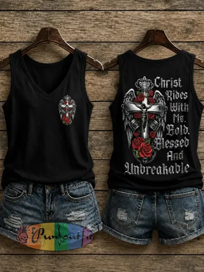 Women’s Christian Motorcycle Biker Graphic Vest Top - As picture · S