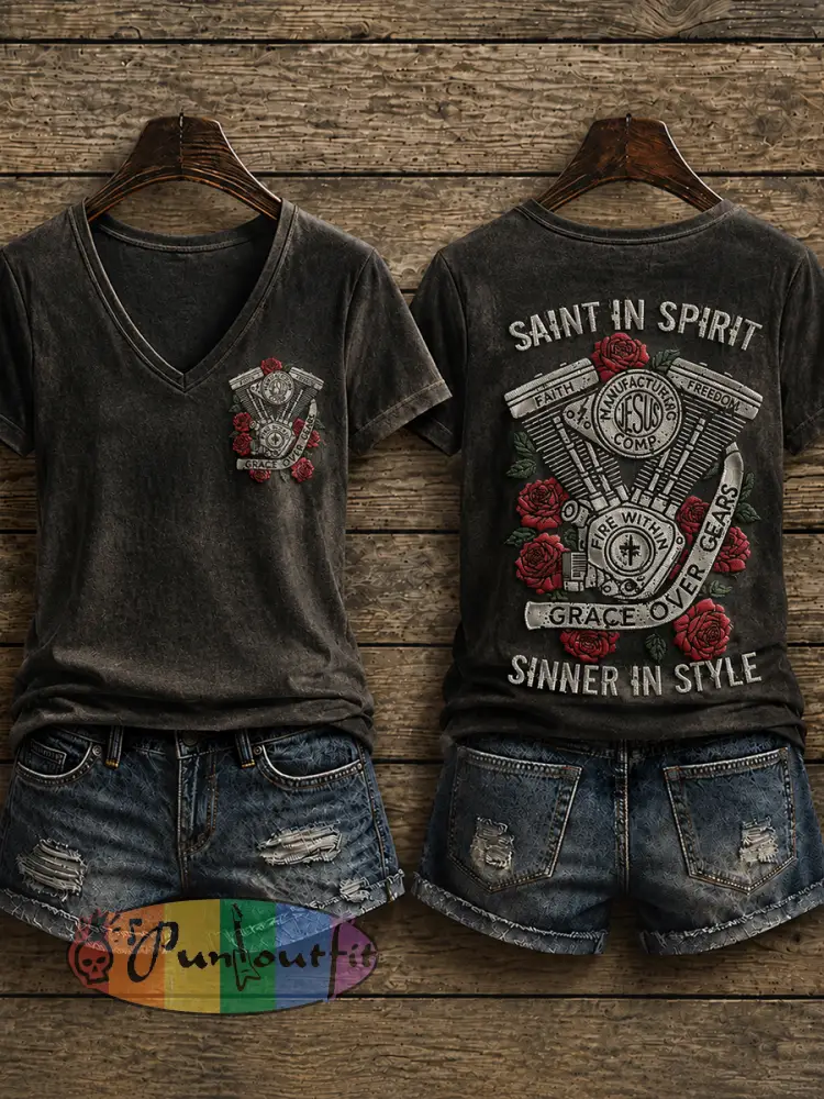 Women’s Christian Motorcycle Biker Graphic T-shirt - As picture · S