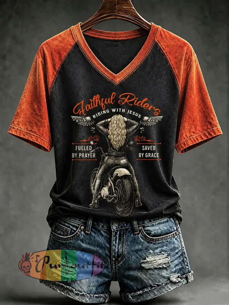 Women’s Christian Motorcycle Biker Graphic T-shirt - As picture · S