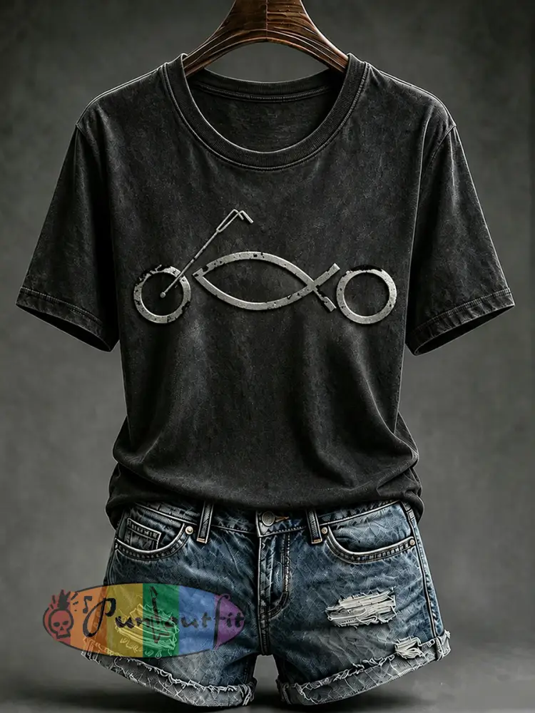 Women’s Christian Motorcycle Biker Graphic T-shirt - As picture · S