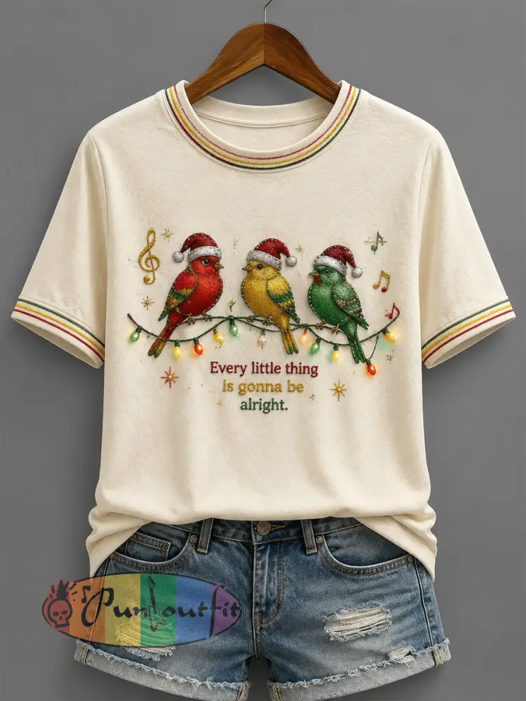 “Everything’s Gonna Be Alright” Casual Christmas T-Shirt - As picture · S
