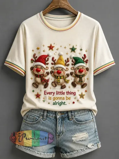 “Everything’s Gonna Be Alright” Christmas Reindeer T-Shirt - As picture · S