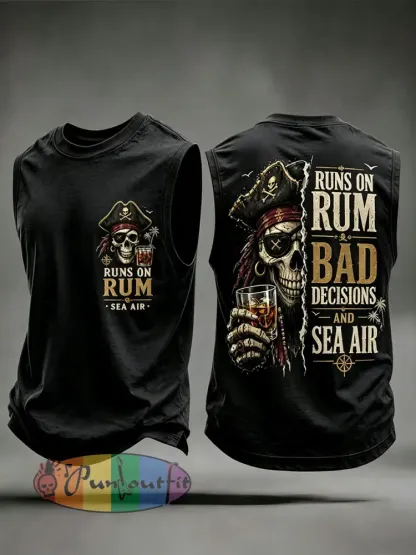 Men’s ’Runs On Rum Bad Decisions And Sea Air’ Vests - Black · S