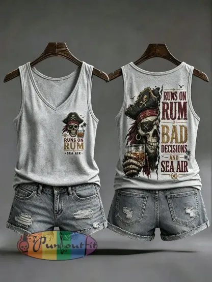 Women’s ’Runs On Rum Bad Decisions And Sea Air’ Vests - Light Gray · S