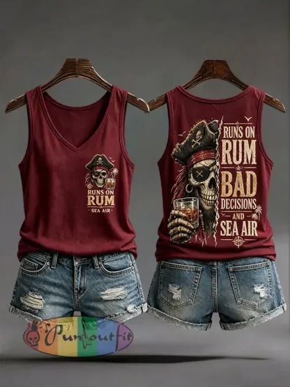 Women’s ’Runs On Rum Bad Decisions And Sea Air’ Vests - Wine Red · S