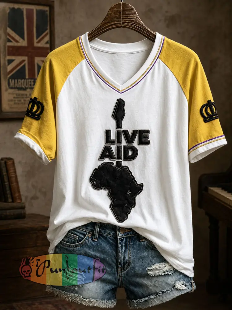 Women’s UK Music Lover Art Printed T-shirt - White · S
