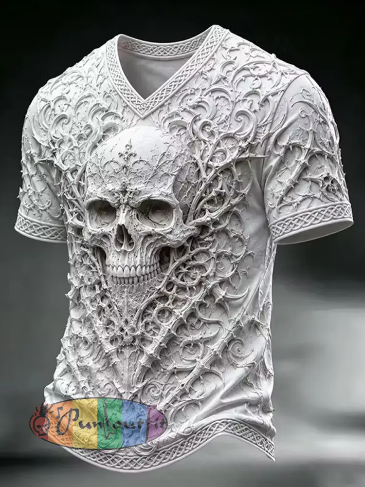 Retro Dark Punk Art Print Casual T-shirt - A · S