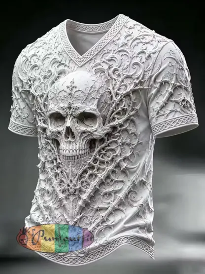 Retro Dark Punk Art Print Casual T-shirt - A · S