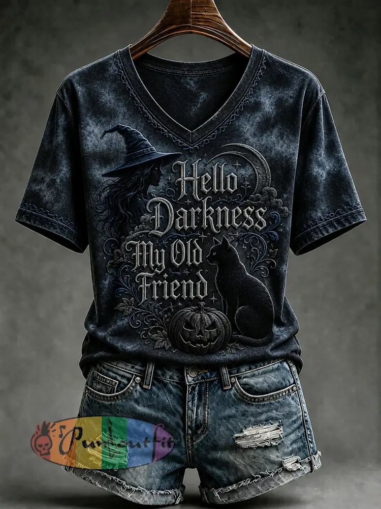 Women’s Hello Darkness My Old Friend Print T-shirt - As picture · S
