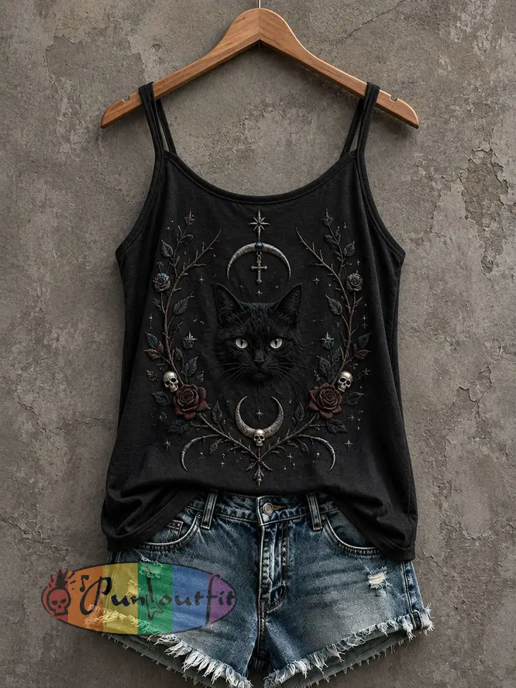 Women’s Gothic Pattern Printed Casual Vest - Black · S