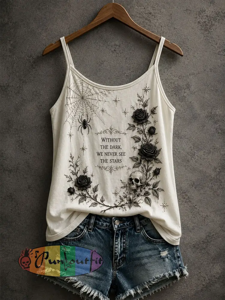 Women’s Gothic Pattern Printed Casual Vest - White · S