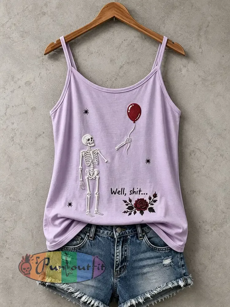 Women’s Gothic Skull Tank Top - Purple · S