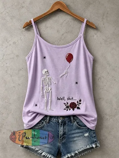 Women’s Gothic Skull Tank Top - Purple · S