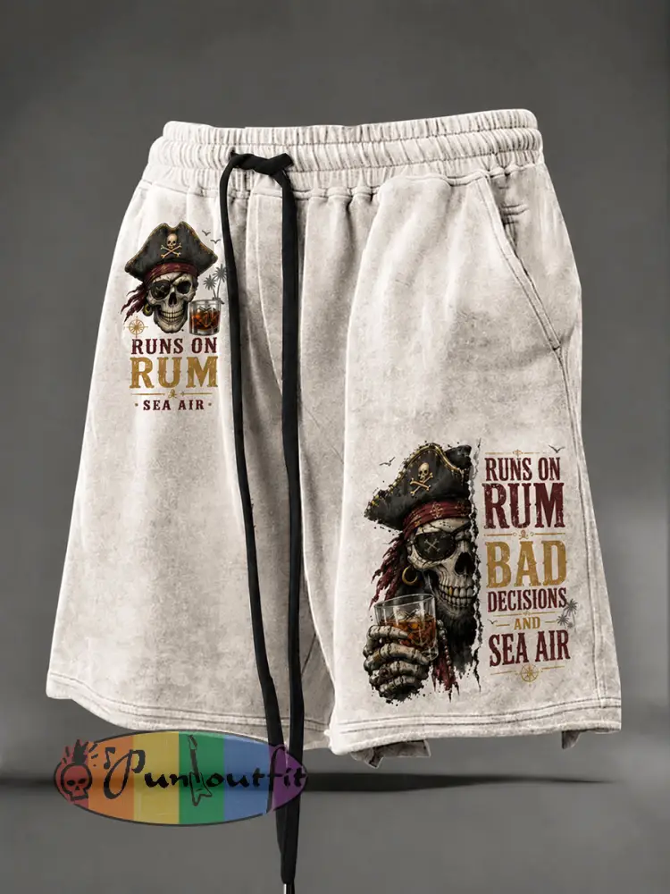 Men’s ’Runs On Rum Bad Decisions and Sea Air’ Shorts - Beige · S