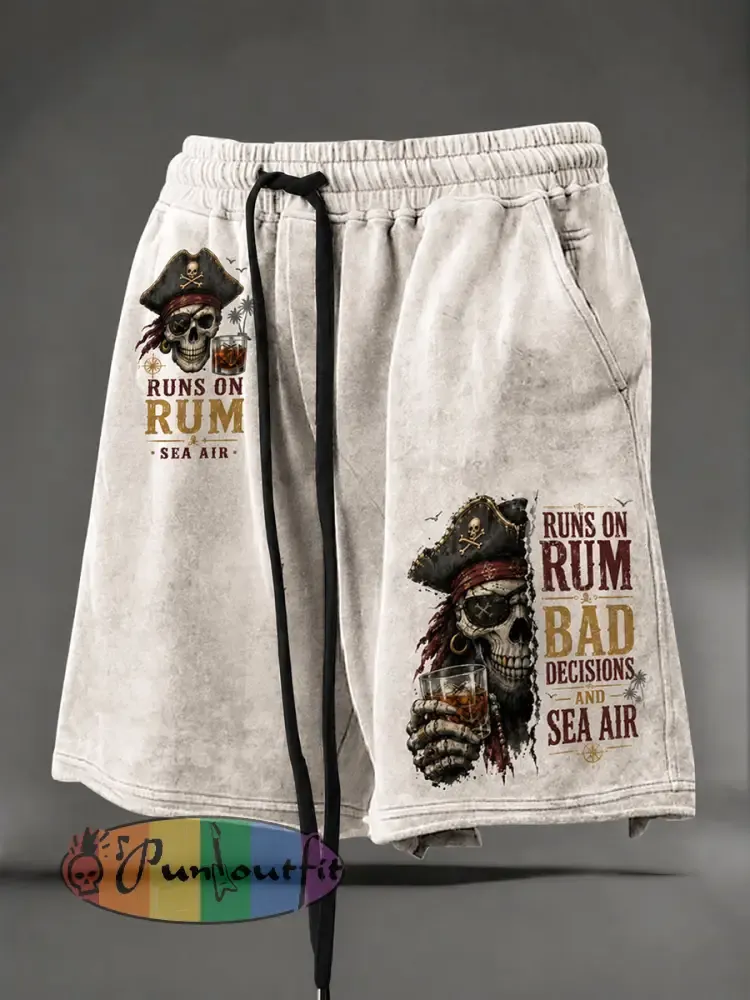 Men’s ’Runs On Rum Bad Decisions and Sea Air’ Shorts - Beige · S