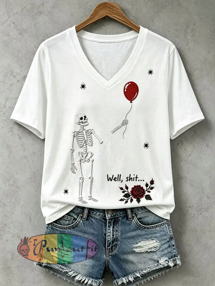 Women’s Gothic Skull T-Shirt - White · S