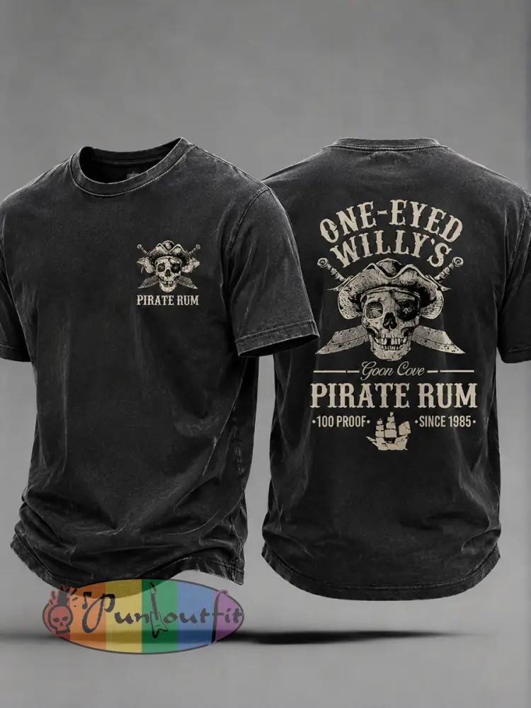 Men’s One Eyed Willies Rum Pirate Rum Fun Casual Unisex T-shirt - Black · S